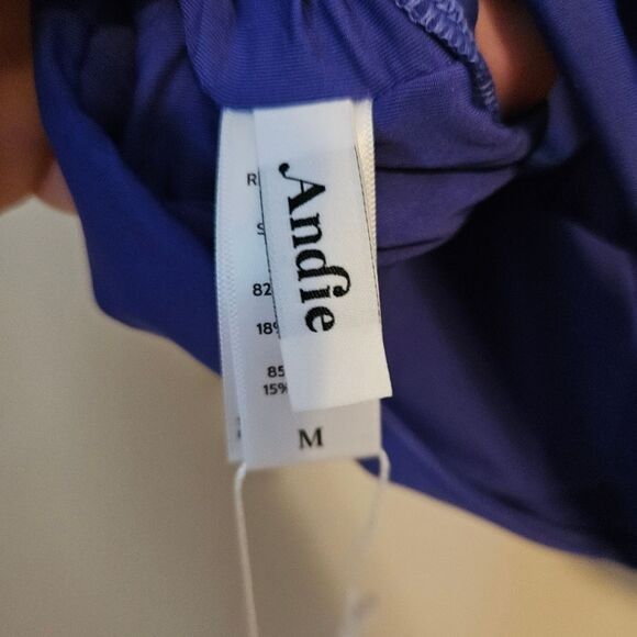 Andie Bathing Suit The Caledonia Top Bikini Lapis Criss Cross Back Neutral Solid - Picture 10 of 12